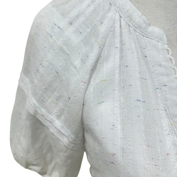 Betsey Johnson White Tiered V-Neck Midi Dress with Puff Sleeves size small - Picture 5 of 11